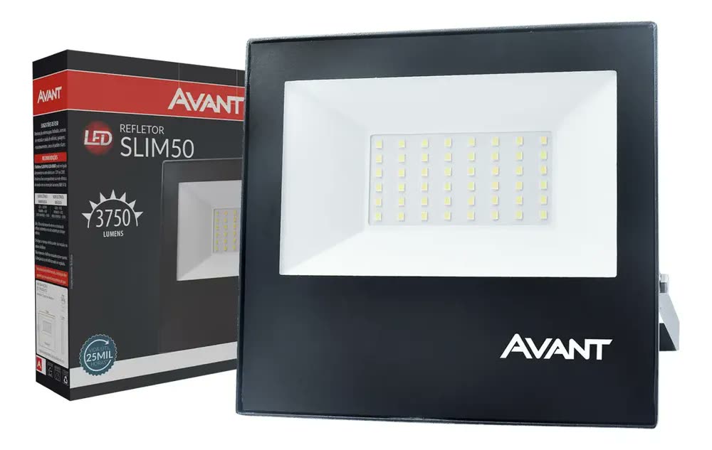 Refletor Slim Led 50w 6500k Branco Frio 110v/220v Bivolt Ip65 a prova d'água Cod: 259501372 Avant