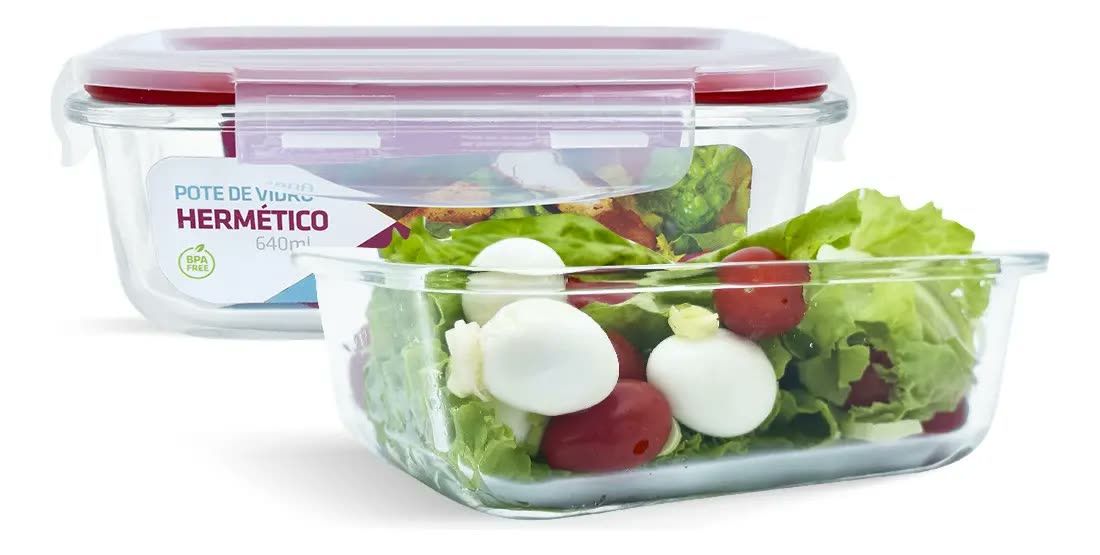 Nabox Conjunto 2 Pote Vidro Hermético Mantimentos 640ml