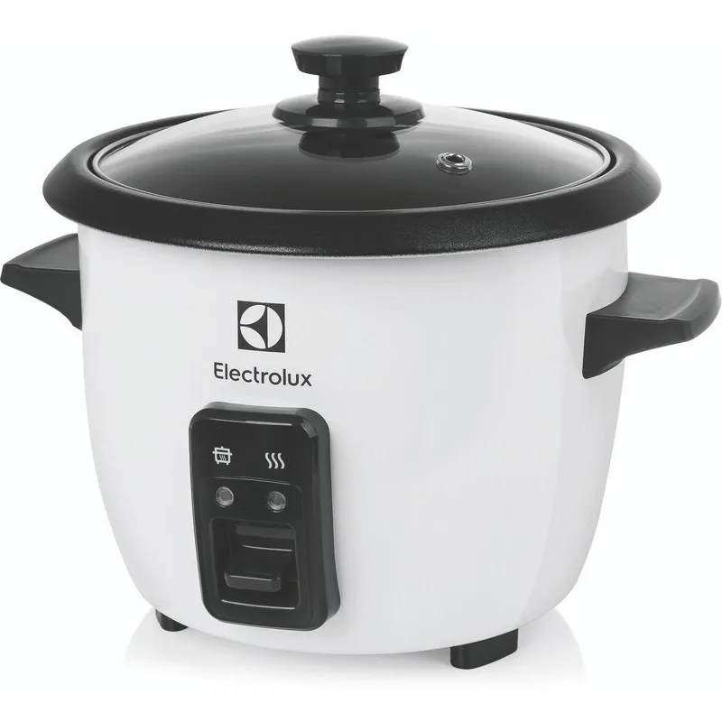 Panela Elétrica Electrolux vapor arroz capacidade 1,3L 7 xícaras manter aquecido panela removível antiaderente tampa vidro RCB50 branca por Rita Lobo​