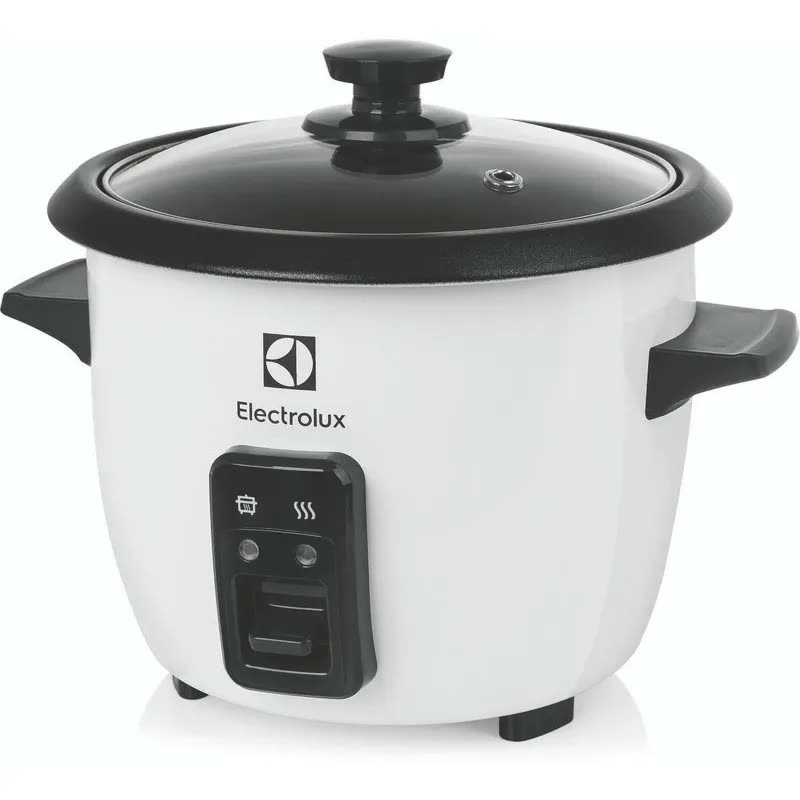 Panela Elétrica Electrolux vapor arroz capacidade 1,3L 7 xícaras manter aquecido panela removível antiaderente tampa vidro RCB50 branca por Rita Lobo​