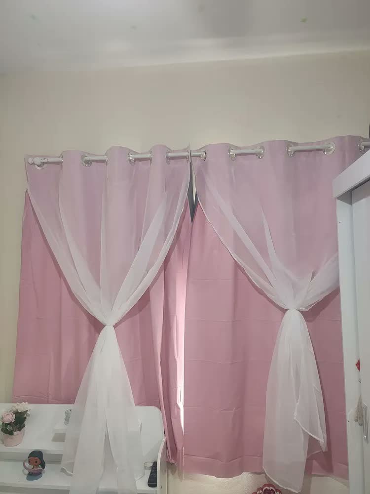 foto de Cortina Blackout Com Voil  2,80x1,60 Rosa Quarto De Menina