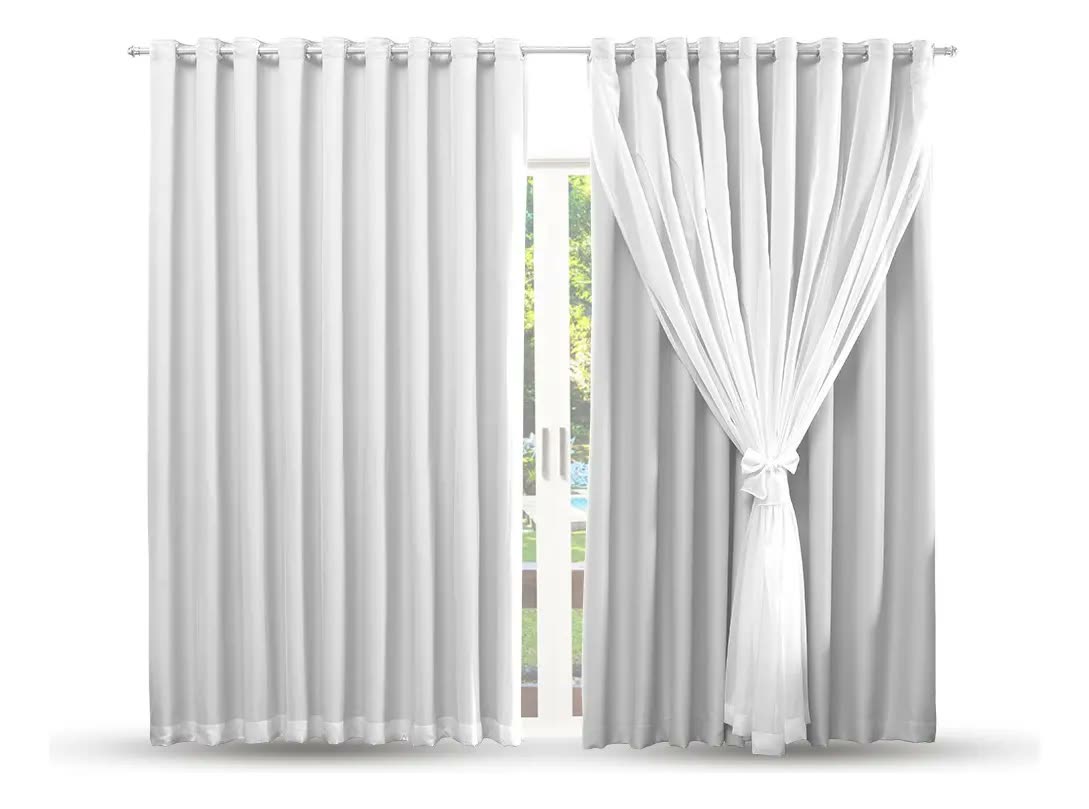 Cortina Blackout Tecido Com Voil 3,00m X 2,70 Metros Blecaut