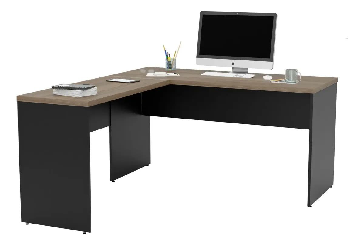 Mesa De Canto Em L Para Escritório 1.60x1.50 Tampo 30mm