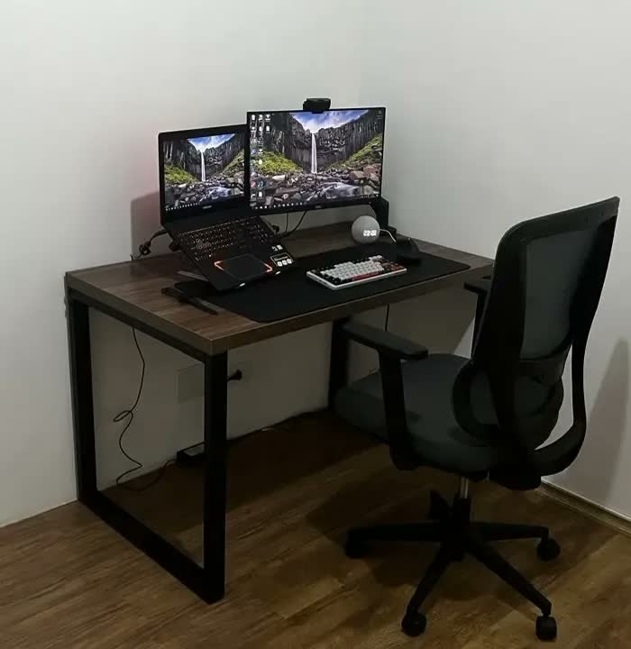 foto de Escrivaninha Mesa Secretária Kappesberg Frame 120cm Estilo Industrial Design Quarto Escritório Moderno Cor Munique