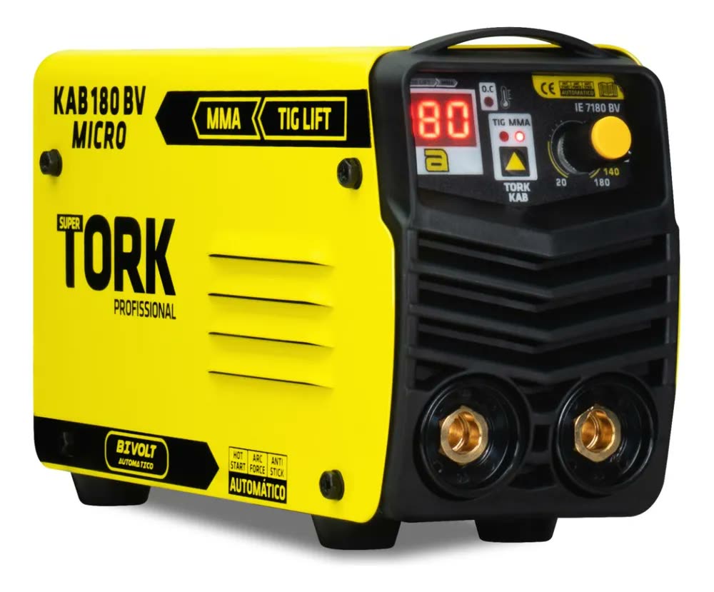 Maquina De Solda Inversora Kab 180 Micro Mma Tig Tork Cor Amarelo Frequência 50/60 Hz
