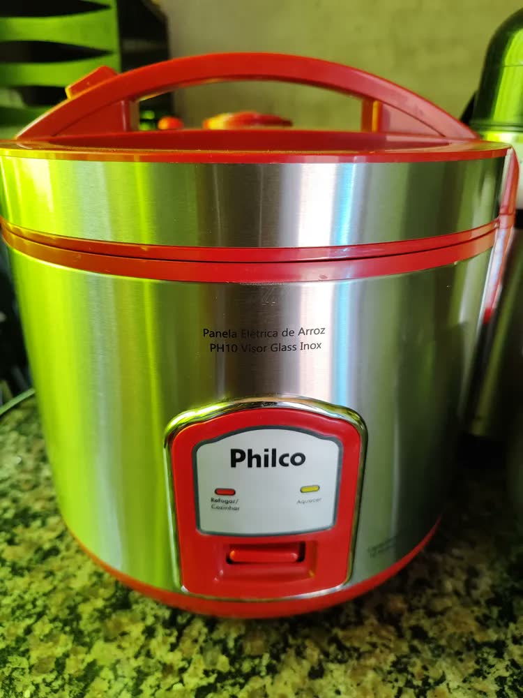 foto de Arrozeira elétrica a vapor Philco PH10 Visor Glass Inox - Preto/Prata