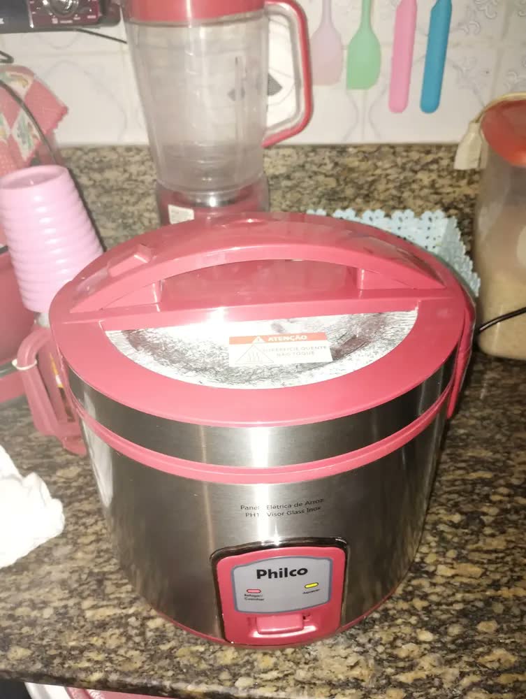 foto de Arrozeira elétrica a vapor Philco PH10 Visor Glass Inox - Preto/Prata