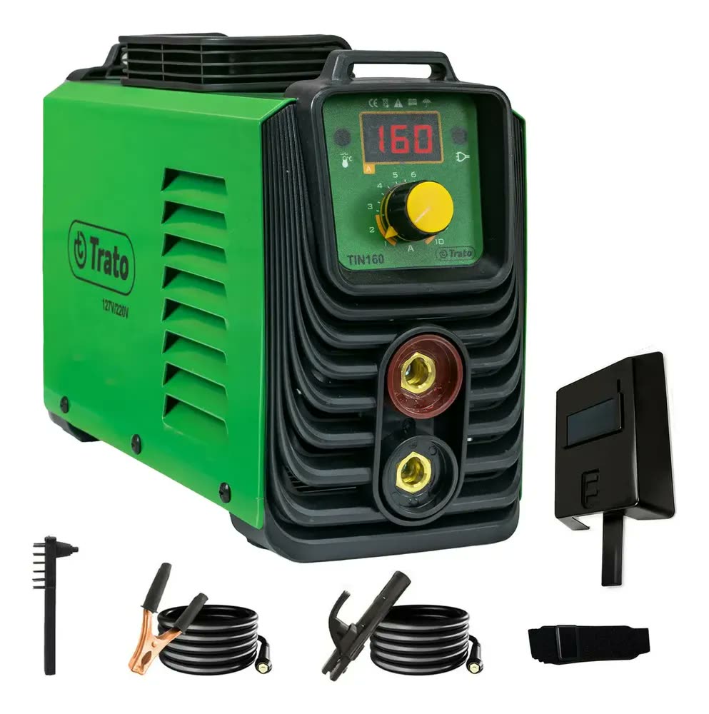 Máquina Solda Inversora 160a Mma Tiglift Tin160 BIVOLT Trato Cor Verde-escuro
