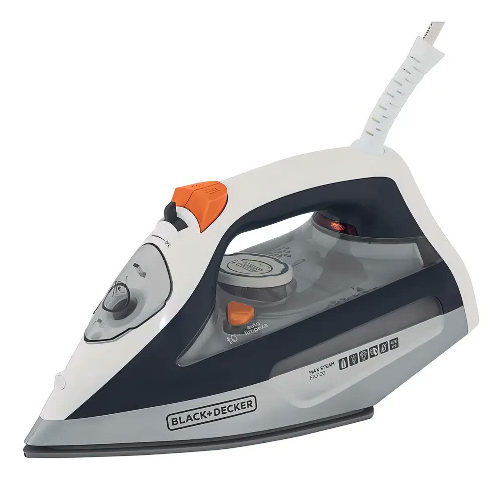 foto de Ferro de passar a vapor Black+Decker FX3100 cor cinza com base antiaderente