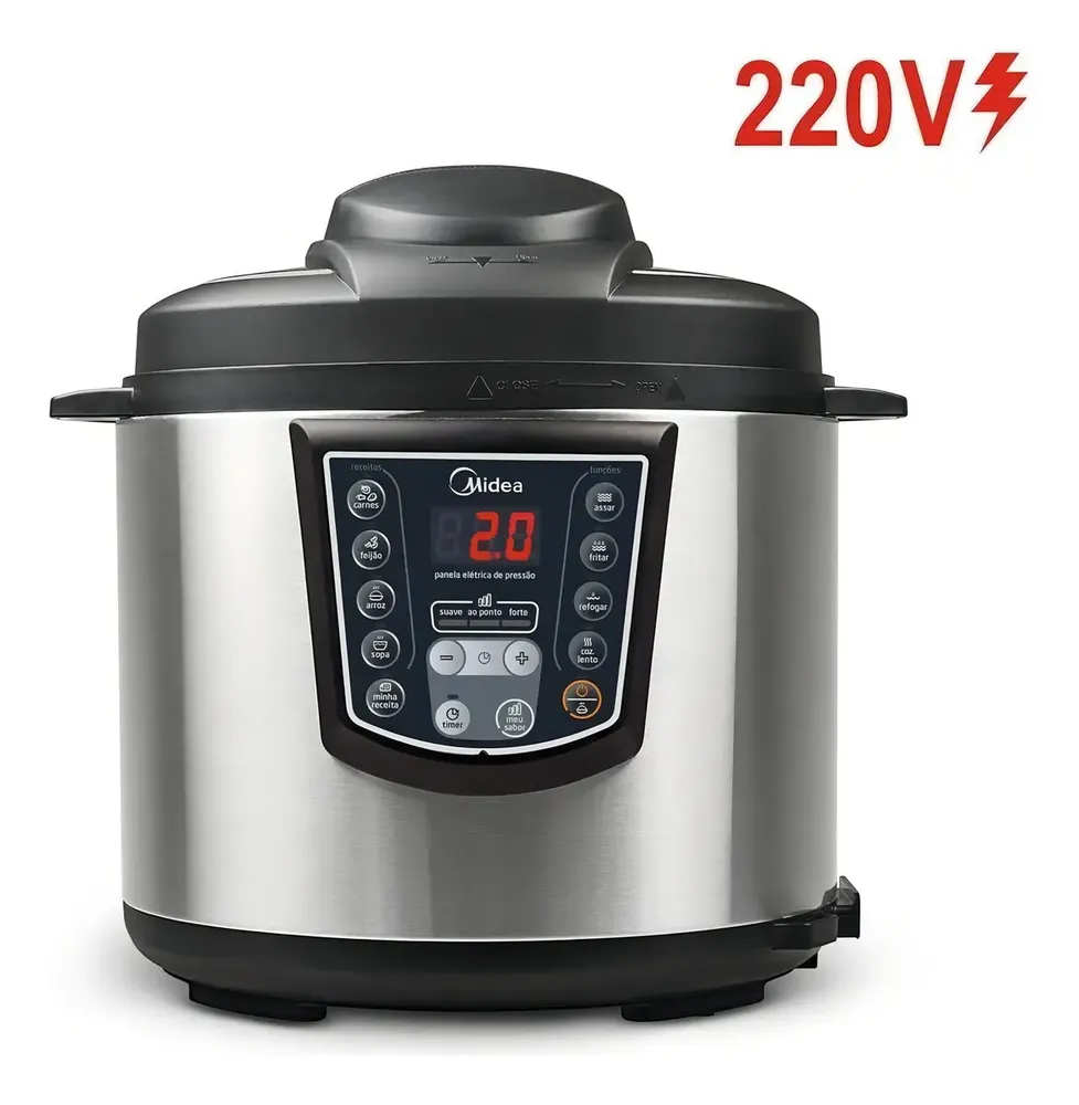 foto de Panela De Pressão Elétrica Midea Ppa72 6 L Preto Cor Inox/Preto Frequência 60 Hz