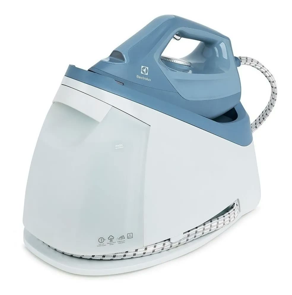 foto de Ferro de passar roupa Electrolux com estação a vapor continuo pressurizado semi profissional 2 em 1 antiaderente base ceramica 264 furos tanque destacavel 1,2L 1750W Azul Refine 700 E7SS1-4DBL
