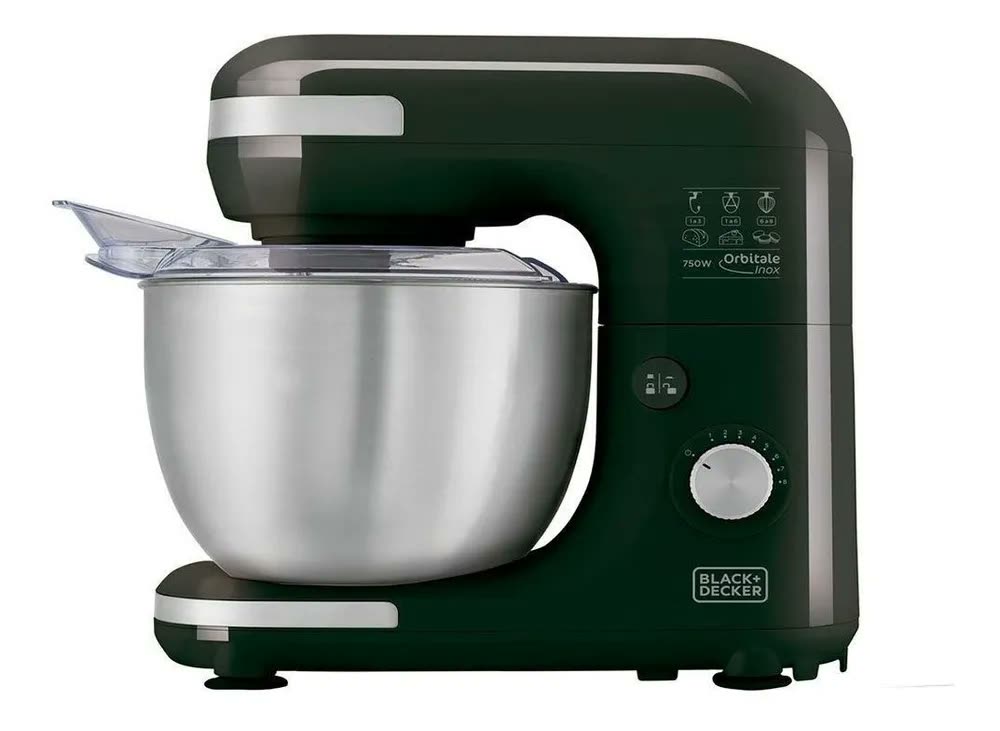 Batedeira Planetária Orbitale Black Decker, Modelo PLAN2000P, com 8 velocidades, Capacidade para Até 5 Litros, Batedor em Inox, Potência 750W