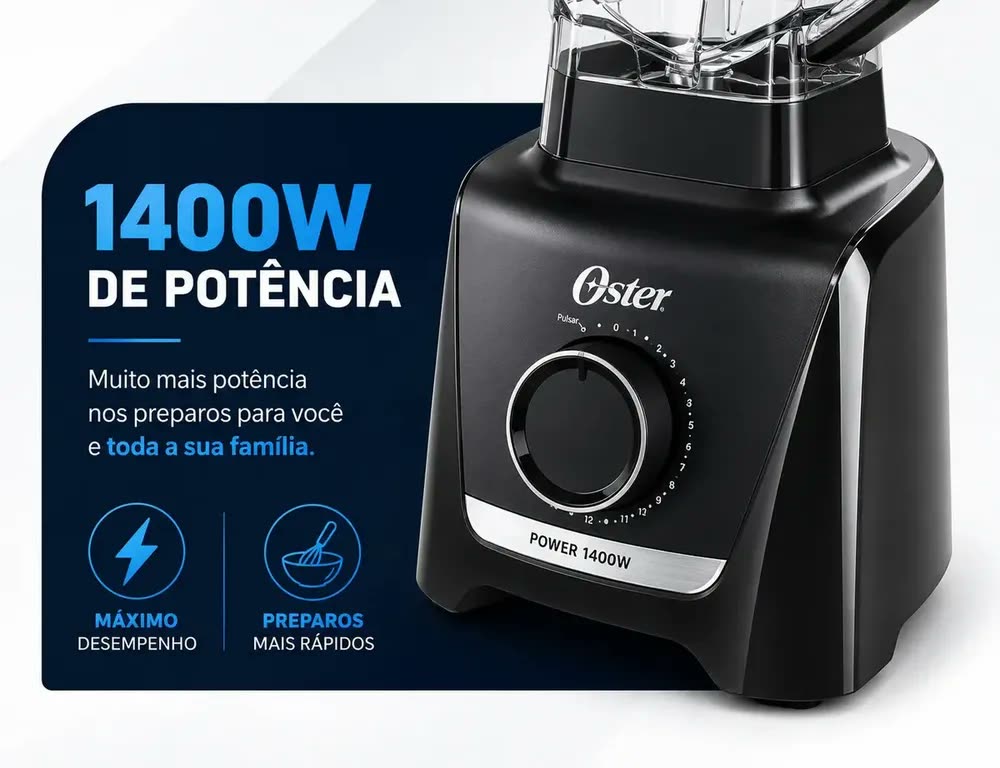 Liquidificador Oster OLIQ610 1400w Full 3,2L Cor Preto