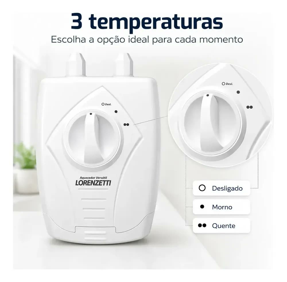 Aquecedor Elétrico de Água Lorenzetti Versátil 3 Temperaturas Branco 5500W