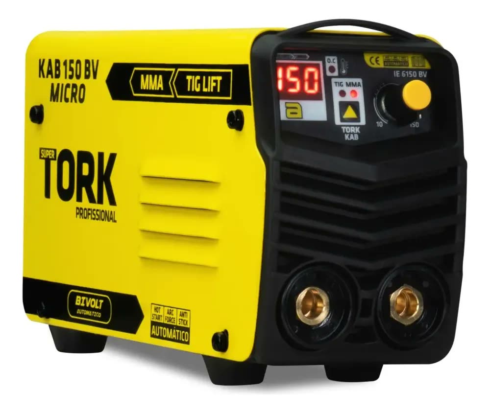 Maquina De Solda Inversora Kab150A Micro Mma Tig Super Tork Cor Amarelo Frequência 50/60Hz