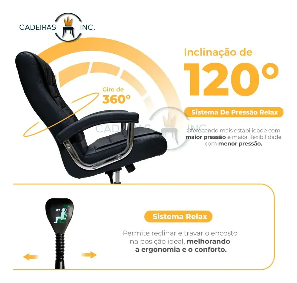 Cadeira Escritório Presidente Ergonômica Com 42 Molas Ensacadas Sistema Relax Com Trava Pillow Top Monique Big Preta