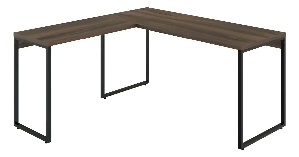 Mesa De Escritório Em L Estilo Industrial 1,50x1,50m Kuadra