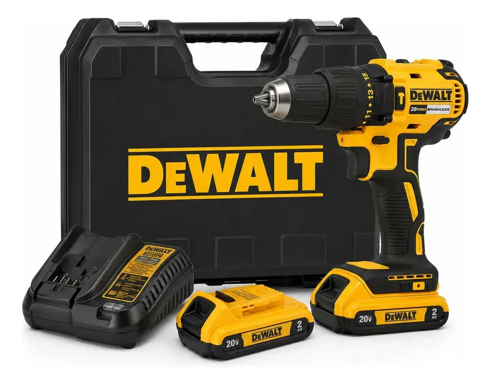Parafusadeira Furadeira de Impacto Dewalt DCD7781D2 20V Brushless Mandril 13mm Torque 65Nm Com 2 Baterias Carregador Bivolt e Maleta
