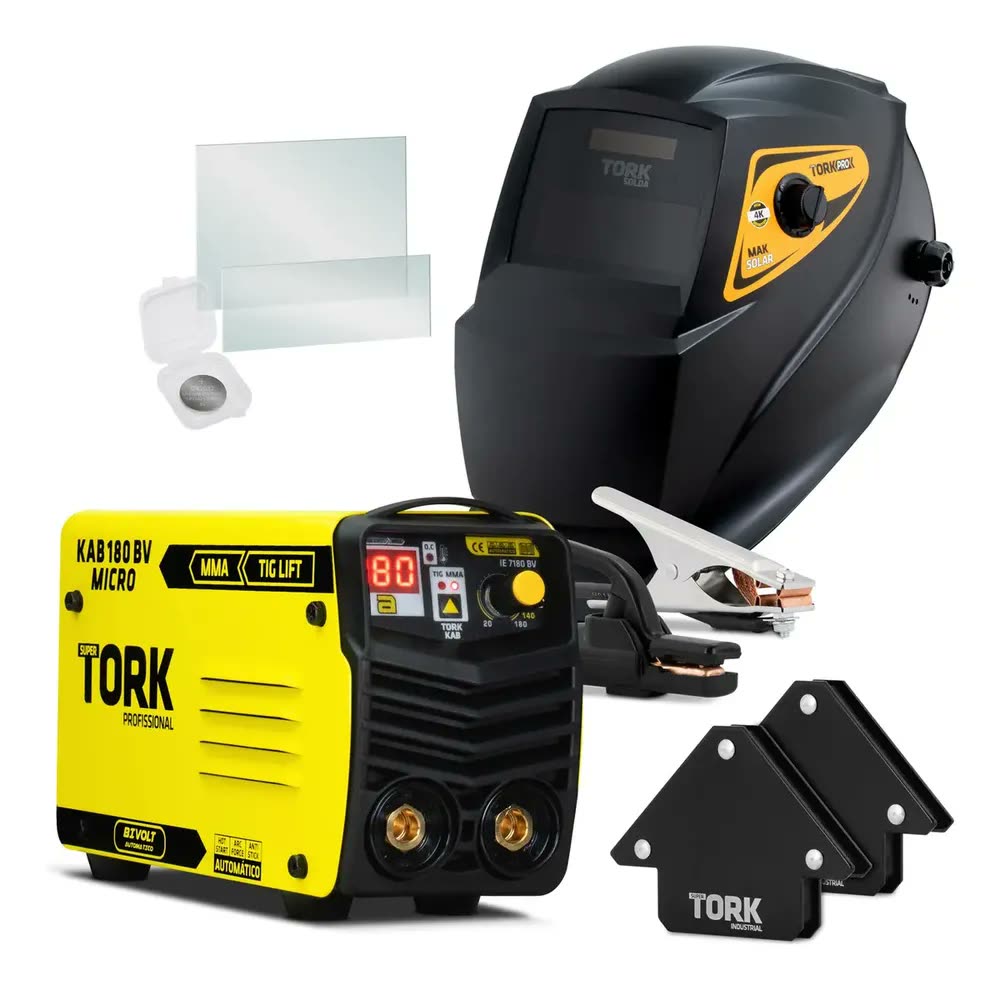 Inversora Solda Kab 180 M Mma Tig Mascara Automatica Cor Amarelo/Preto