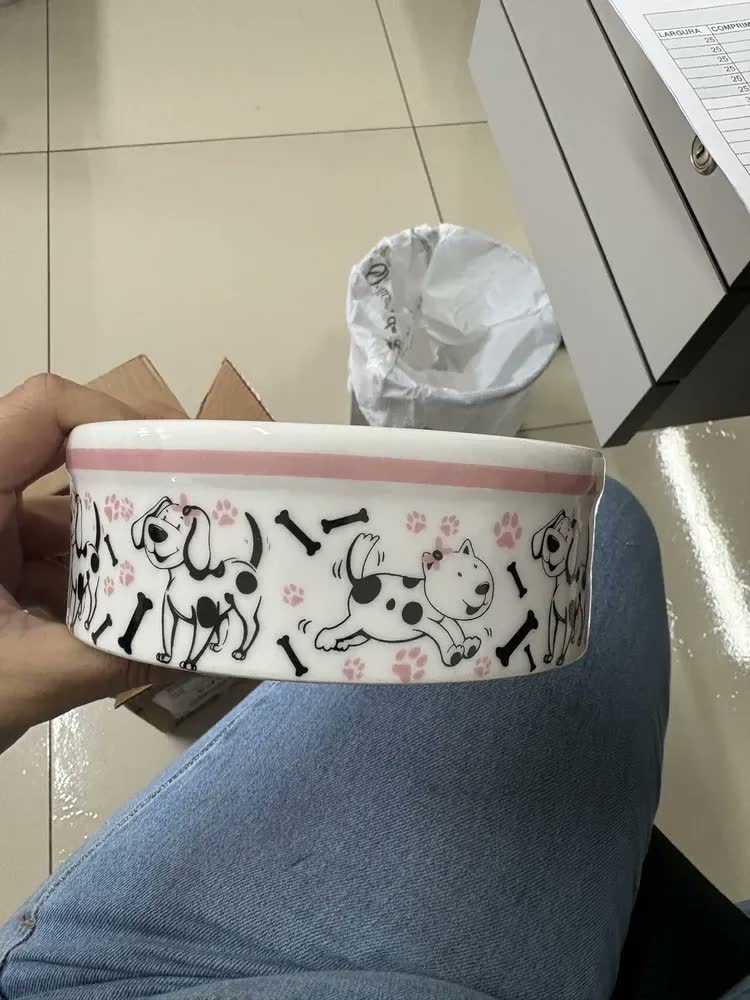 foto de 2 Comedouro Cachorro Bebedouro Caes Porcelana Alimentador