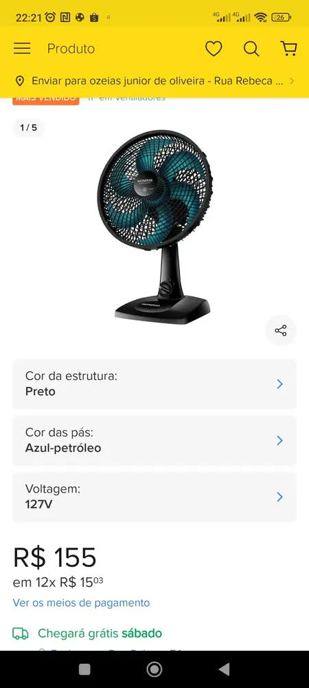 foto de Ventilador de Mesa 30cm Super Power Mondial 60W VSP-30-B