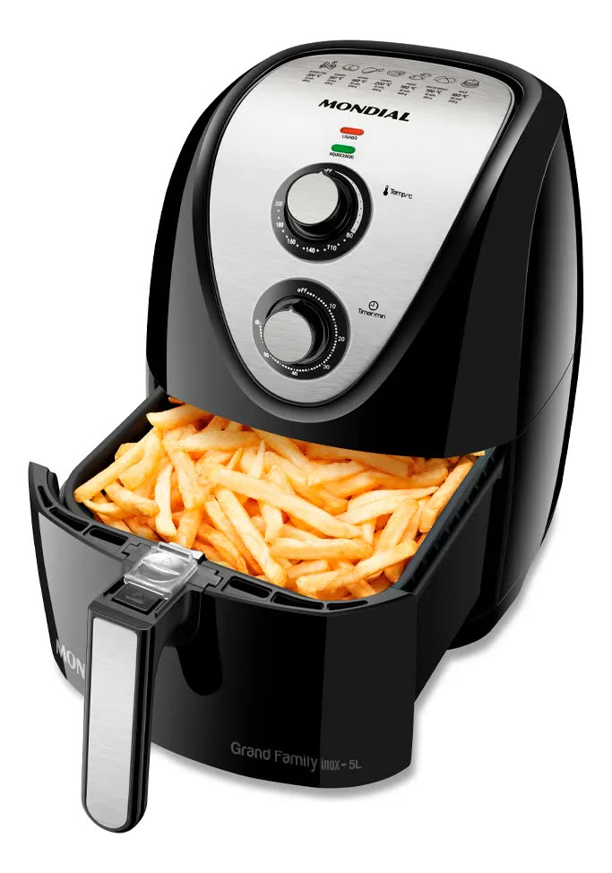 Fritadeira elétrica sem óleo Mondial Cozinha AFN-50 5L preta e inox