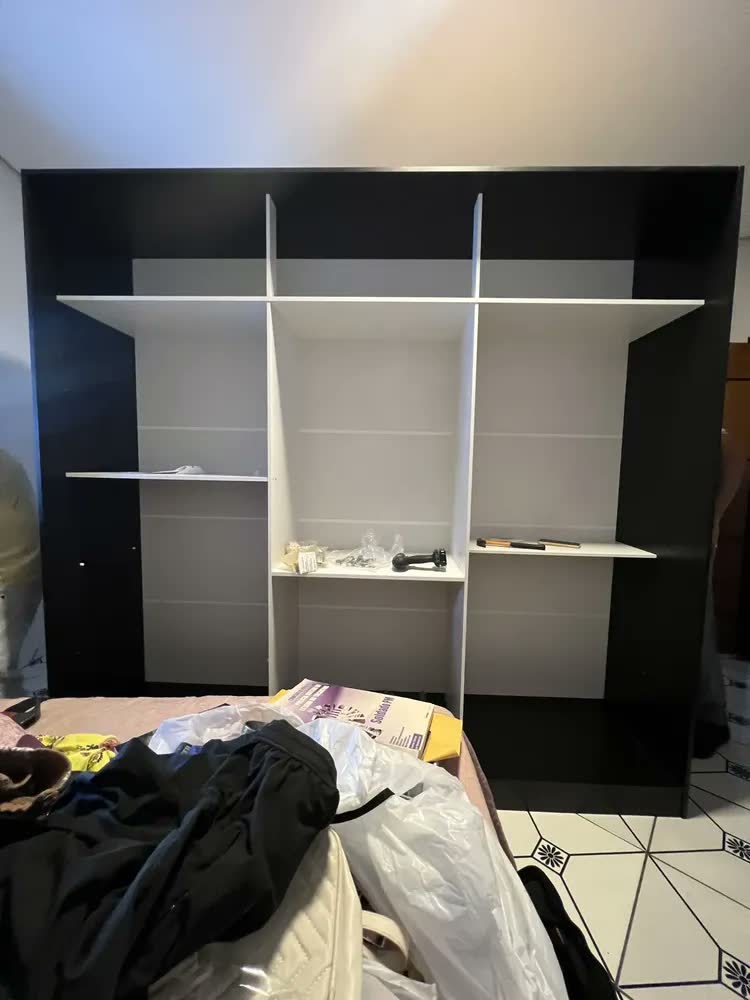 foto de Guarda Roupa Casal 100% Mdf Madesa Royale 3 Portas Espelho Cor Preto 106209
