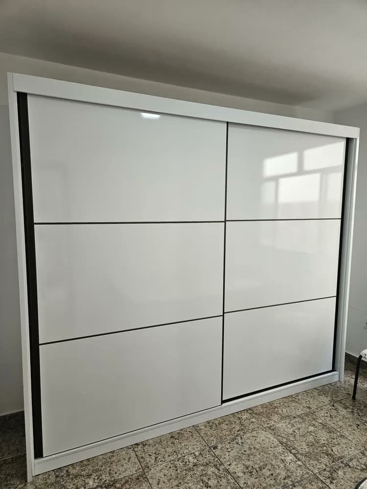 foto de Guarda-roupa Casal MDF 2 Portas Corrediças Branco 6 Gavetas Móveis Lopas