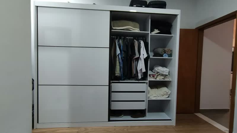 foto de Guarda-roupa Casal MDF 2 Portas Corrediças Branco 6 Gavetas Móveis Lopas