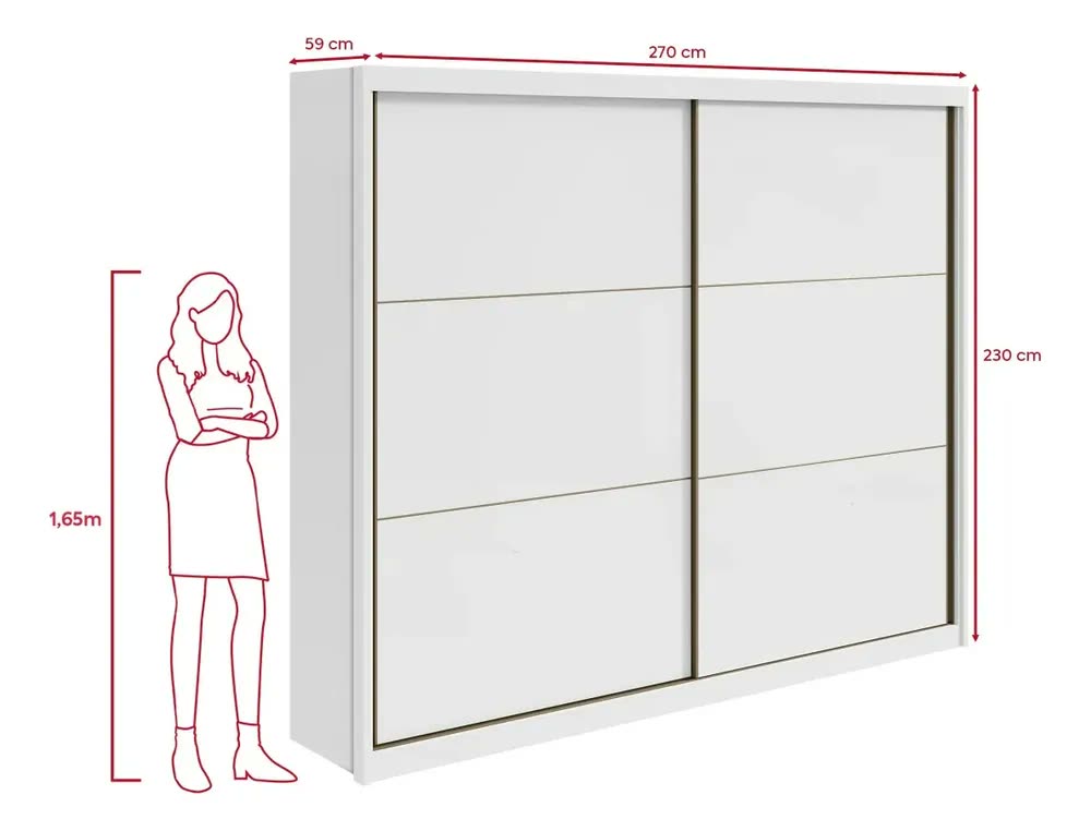 Guarda-roupa Casal MDF 2 Portas Corrediças Branco 6 Gavetas Móveis Lopas