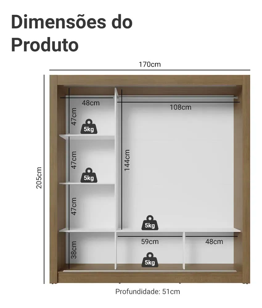 Guarda Roupa Casal Mônaco Madesa 3 Portas Correr Espelho R Cor Rustic 1093D81E