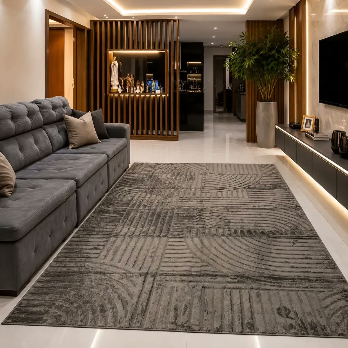 Tapete Manhattan Belga 3x2m Sala Longo Poliéster