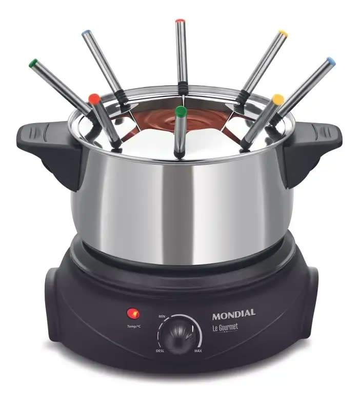Panela Elétrica De Fondue Le Gourmet Ii Fd-02 Mondial Preto/prata