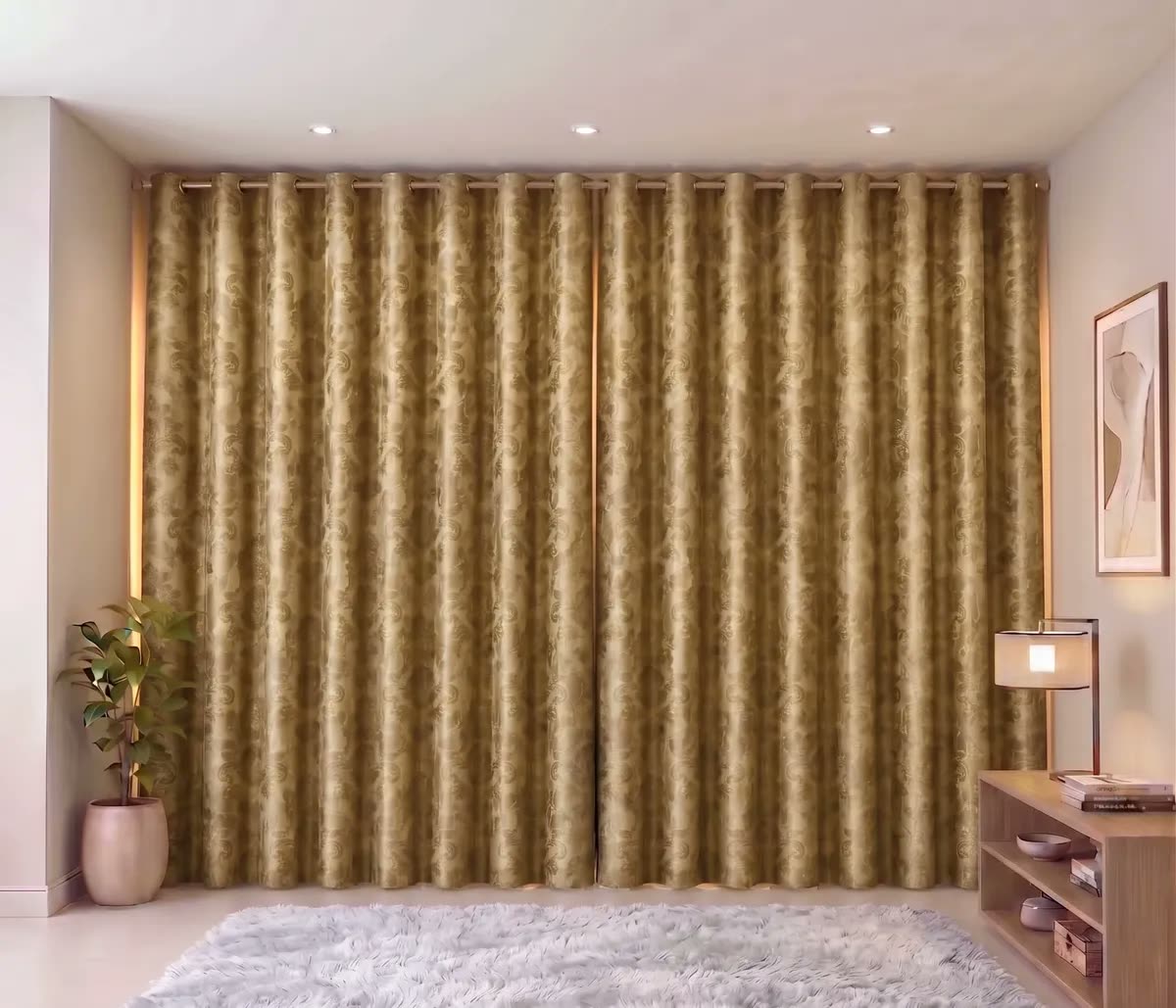 foto de Cortina Sala Quarto Luxo Jacquard 3,00x2,80 Semi Blackout
