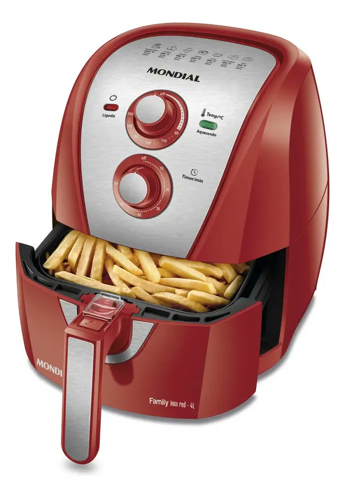 Fritadeira Sem Óleo Air Fryer 4L AFN-40-RI Mondial Vermelho/Inox 1500W