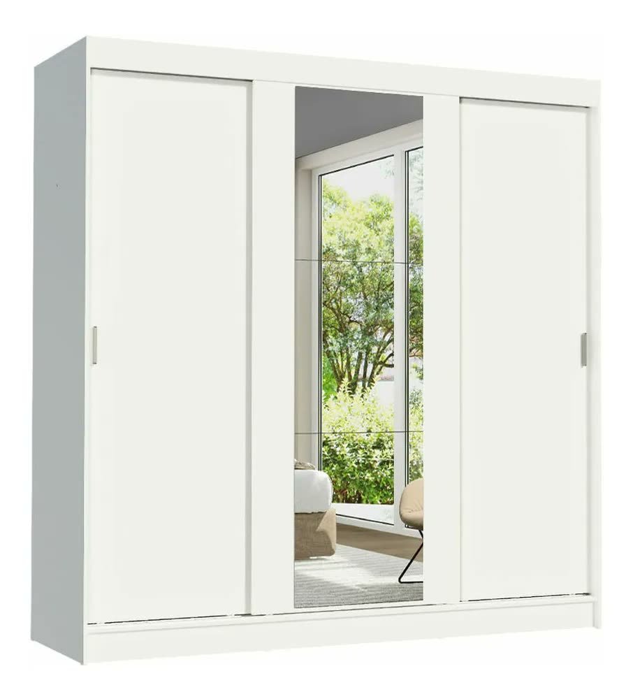 Guarda-roupa Casal Armário Quarto Reno Madesa 3 Portas De Correr Esp Branco 1095H91E