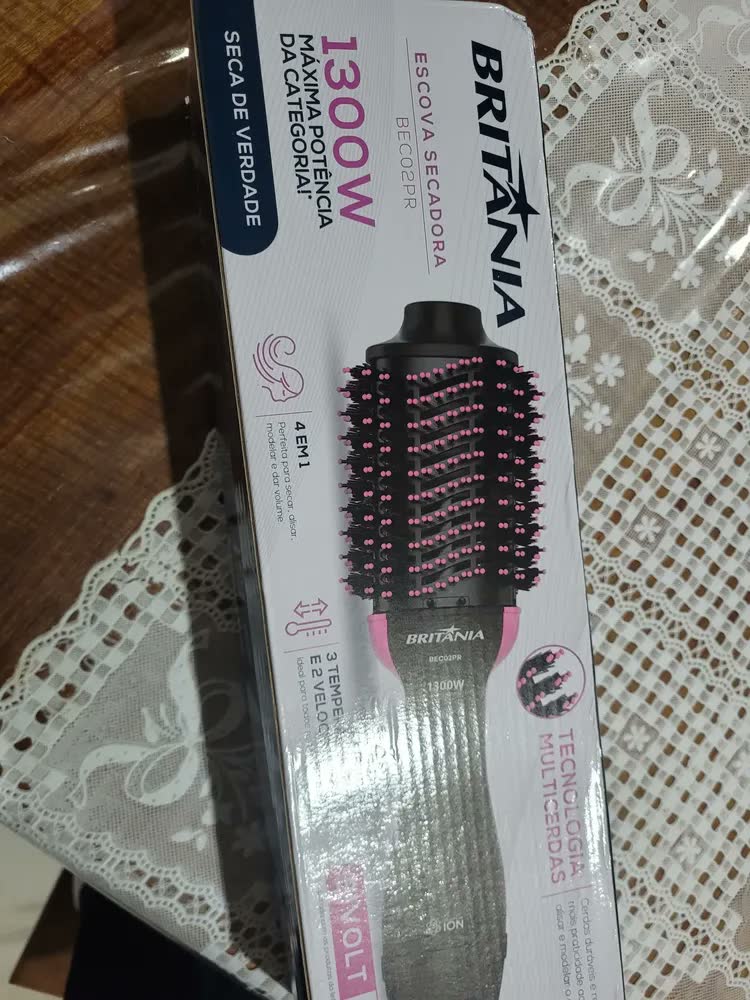 foto de Escova Secadora Bec02 Soft 4 Em 1 Tourmaline 1200w Britânia Preto E Rosa