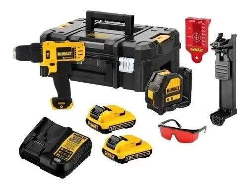 Kit Ferramentas com Furadeira Dcd716 Nivel Dce088 12v e Acessórios