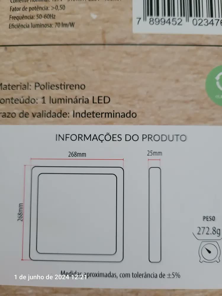 foto de Avant Plafon Led Sobrepor 127/220v Branco 29X29