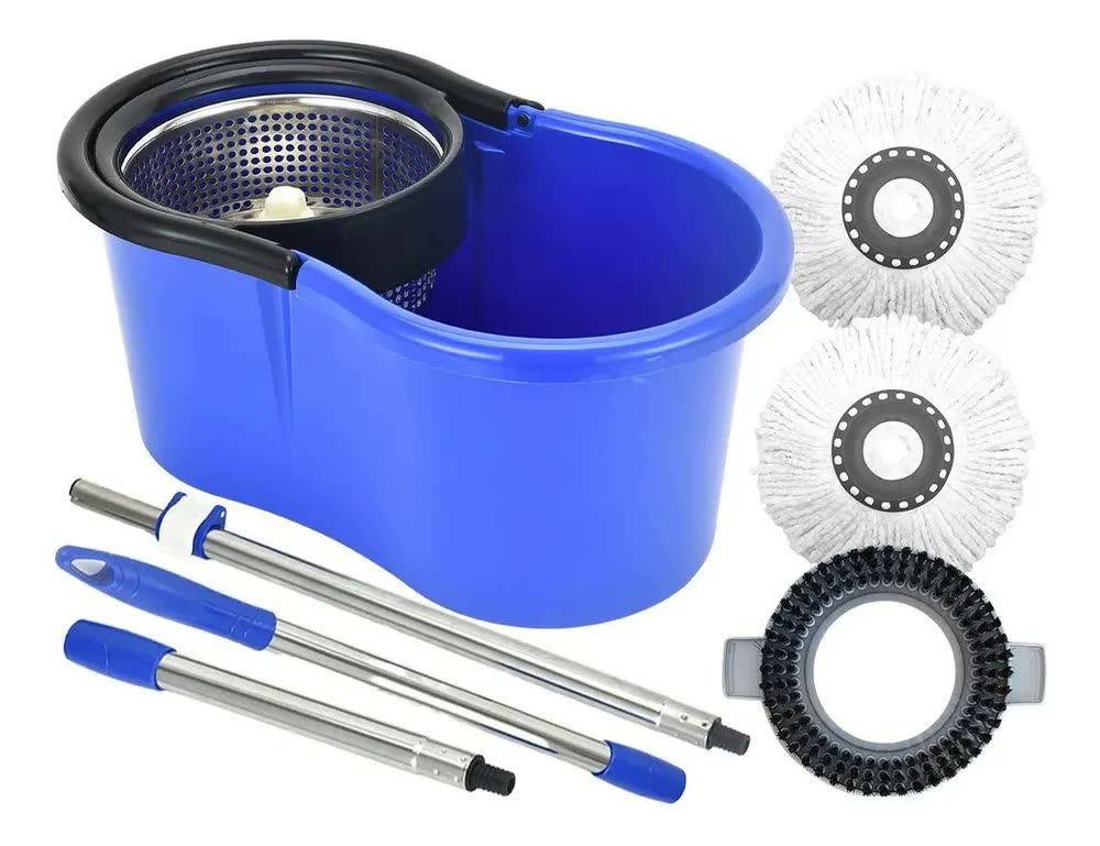 Perfect Mop Inox 360 Pro Balde Giratório Microfibra Limpeza 12L