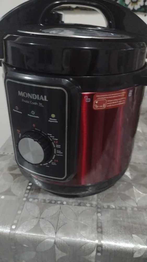 foto de Panela De Pressão Elétrica 700w Pe-47-3l-ri Vermelho Mondial Frequência 60