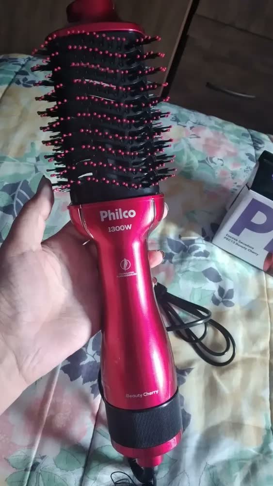 foto de Escova Secadora de Cabelos Soft Beauty Cherry Philco Pec13 1300w 4 em 1 seca, alisa, modela e dá volume