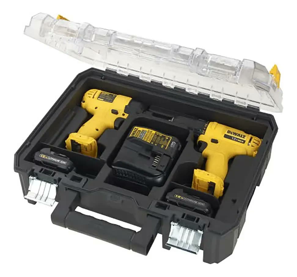 Kit Furadeira e Parafusadeira de Impacto 12V Dewalt DCD700 Parafusadeira DCF815 e Acessórios