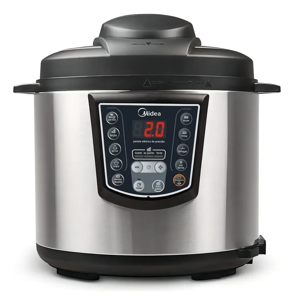 foto de Panela Elétrica Pressão 6 Litros Midea Cor Inox com Preto
