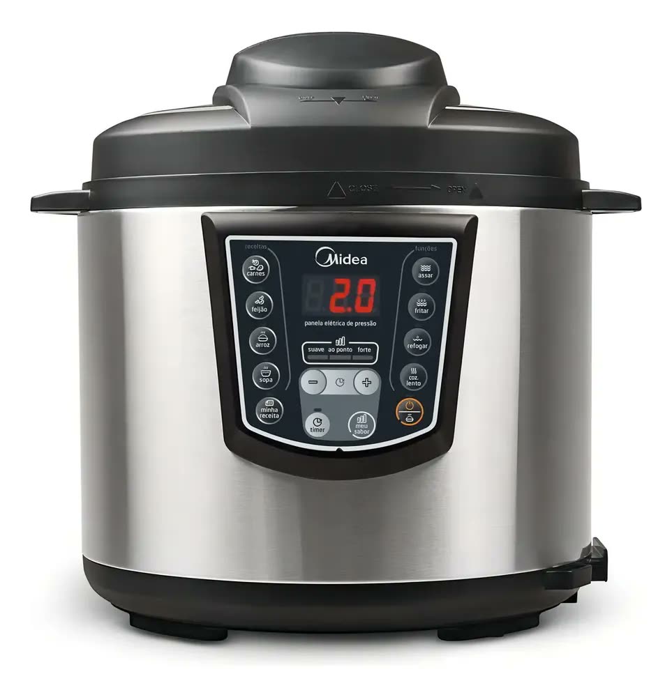Panela Elétrica Pressão 6 Litros Midea Cor Inox com Preto