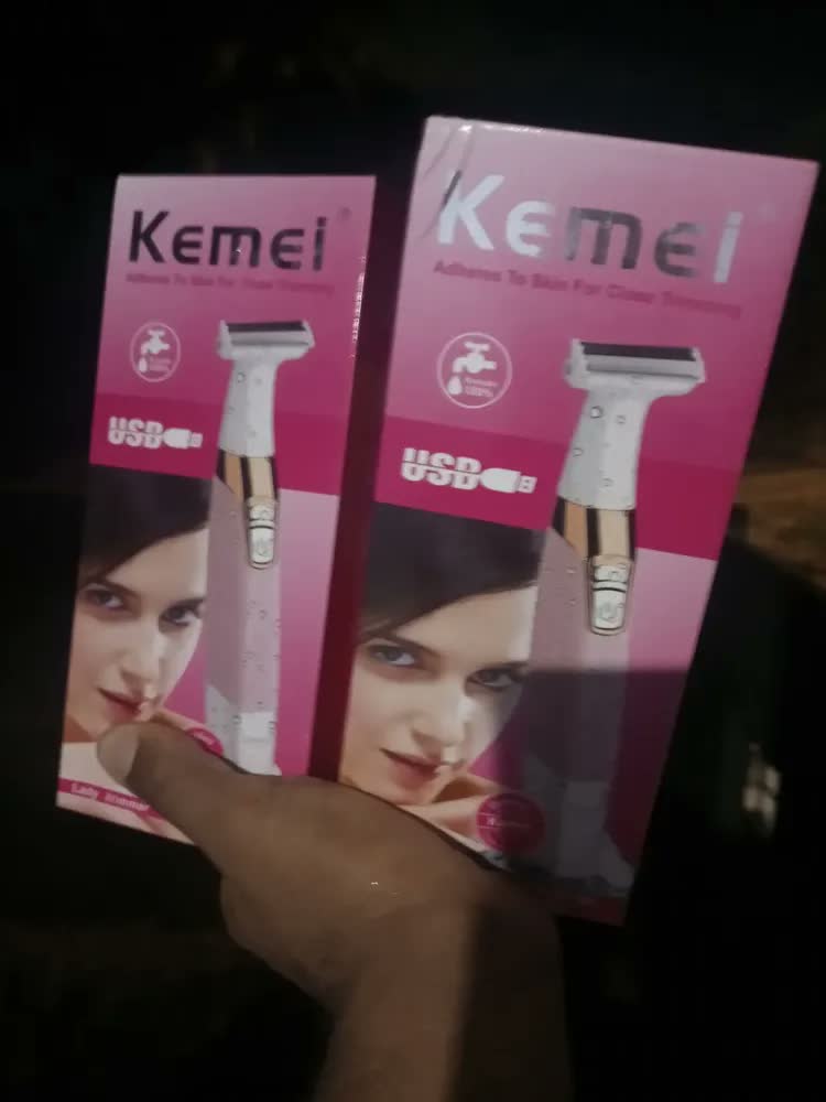 foto de Depilador Elétrico Recarregável Kemei KM-1900 para Zonas Íntimas Bivolt Rosa