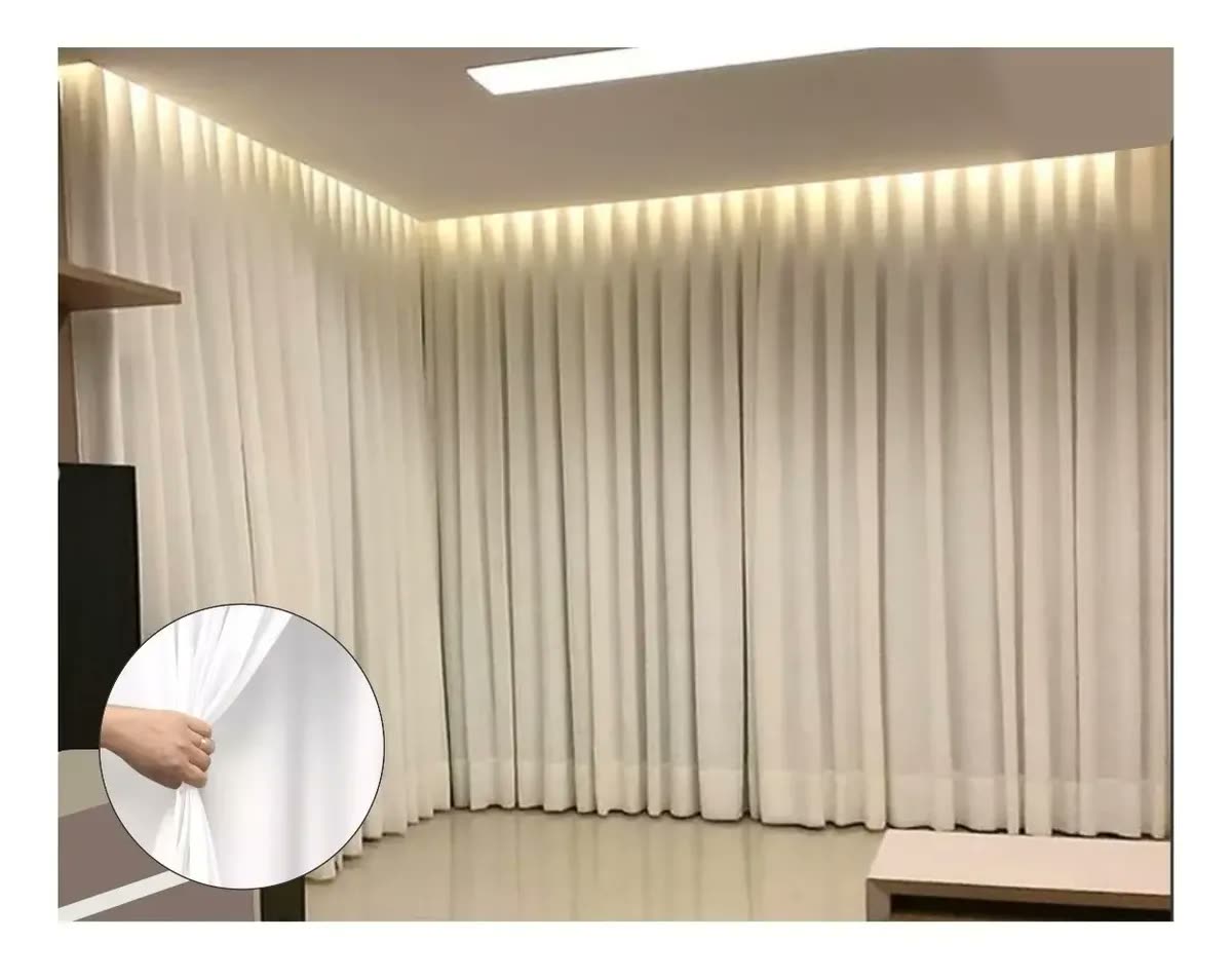 Cortina Gaze Linho E Blackout  6m X 2,80m Trilho Suíço Duplo