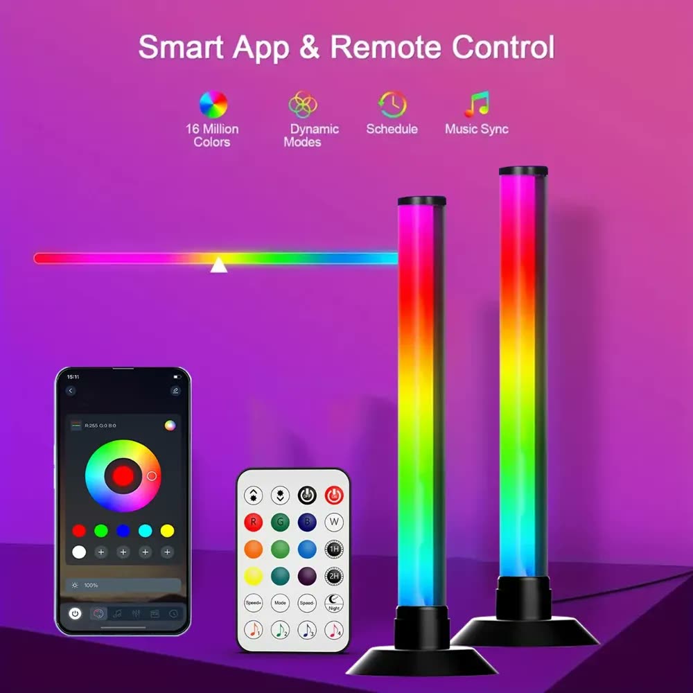 2 Barras De Luz Led Rgb Ic Com Sincronização De Música, Ilum 5v
