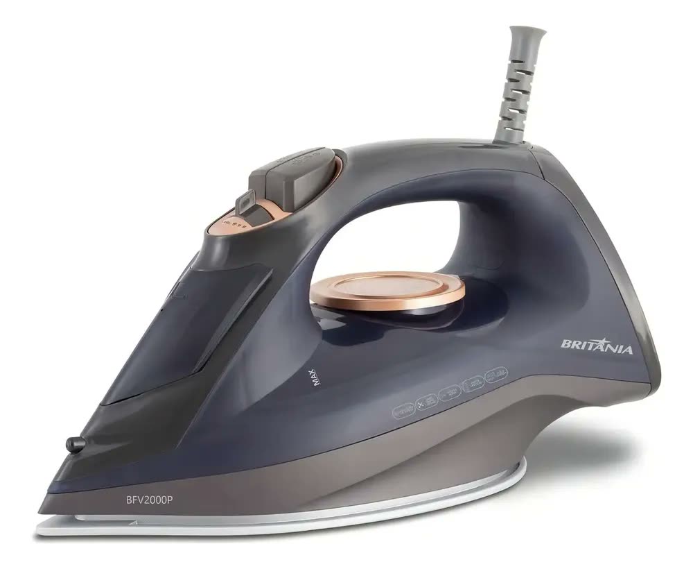 Ferro De Passar A Vapor Bfv2000p Ceramic Azul Marinho Preto Dourado Britânia