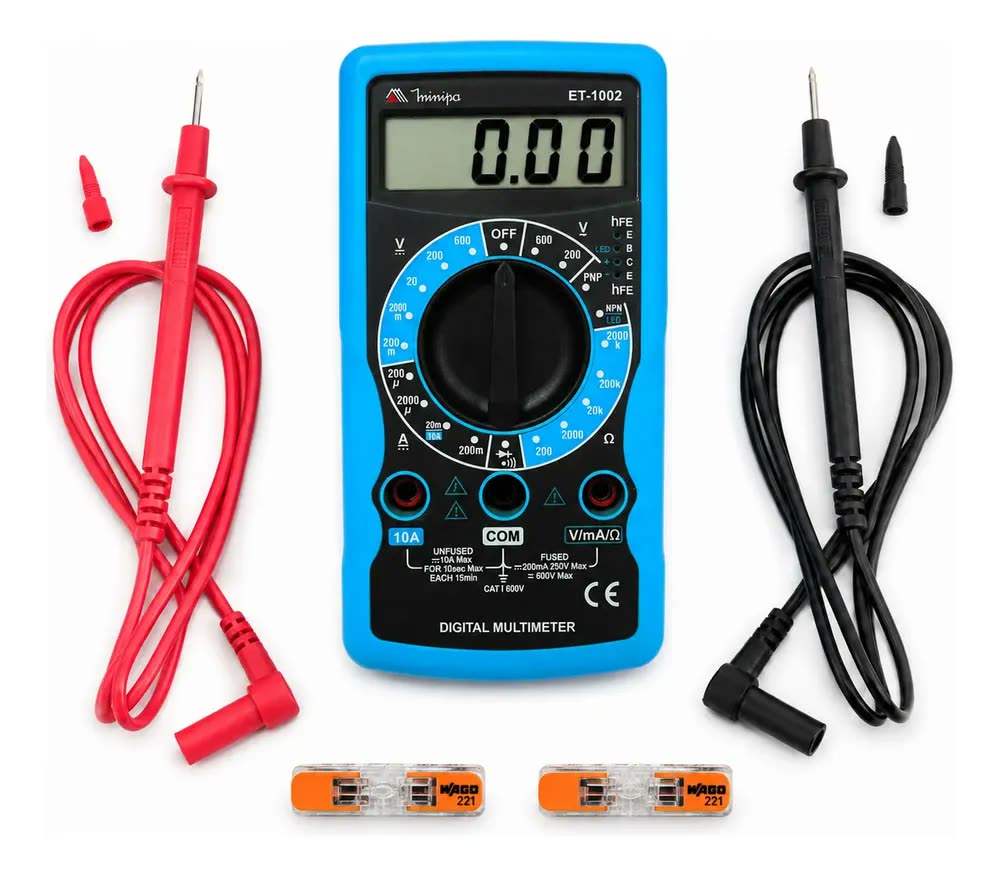 Multimetro Minipa Et-1002 Digital Teste 600v 10a Lcd Wago